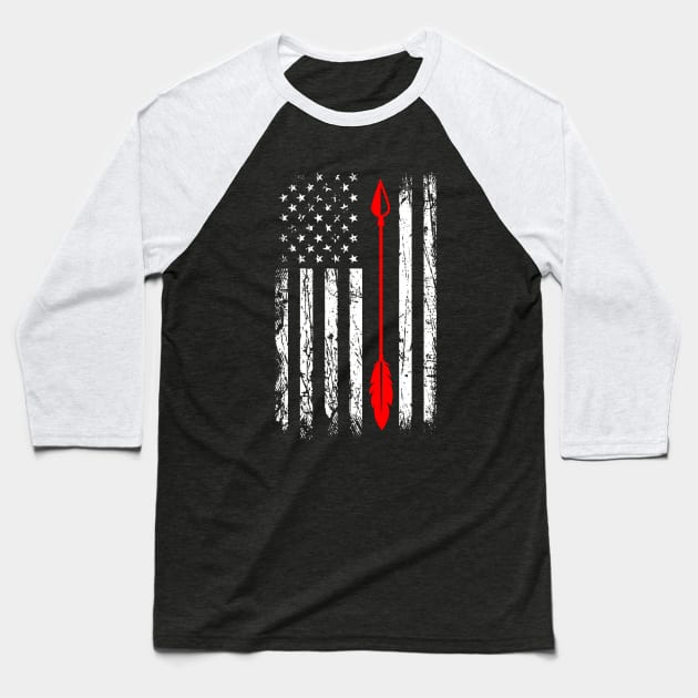 Archery Arrow American Flag Baseball T-Shirt by ChrifBouglas